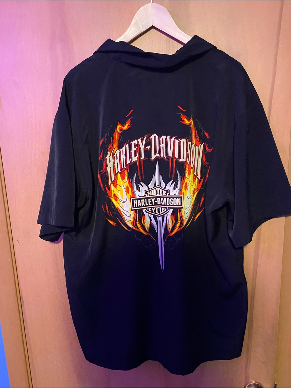 Harley-Davidson Black Short-Sleeve Shirt with Flame Graphic